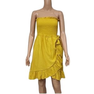 SHE+SKY YELLOW STRAPLESS DRESS SIZE L‎ NWT